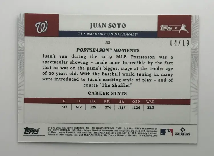 Juan Soto Topps X NLDS Game 2 Diving Catch Highlight #04/19