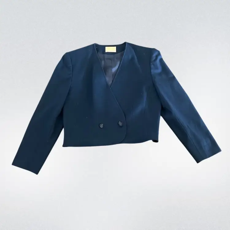 Pendleton Blue Crossover Front Double Button Up Long Sleeve Wool Jacket Women 12