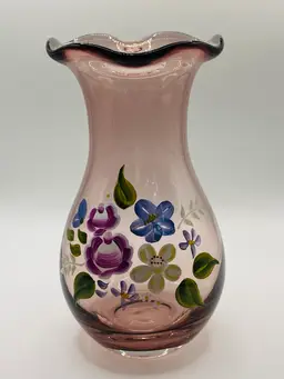 Vintage, Hand painted, Fenton for Teleflora Vase
