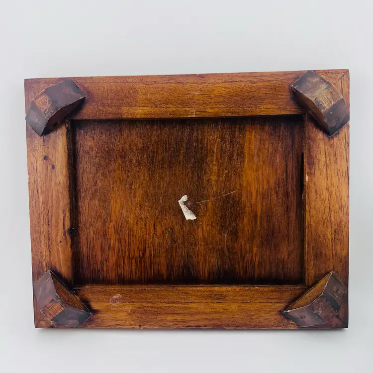 Vintage Ceramic Tile In Carved Wooden Footed Frame Trivet 8”x10”