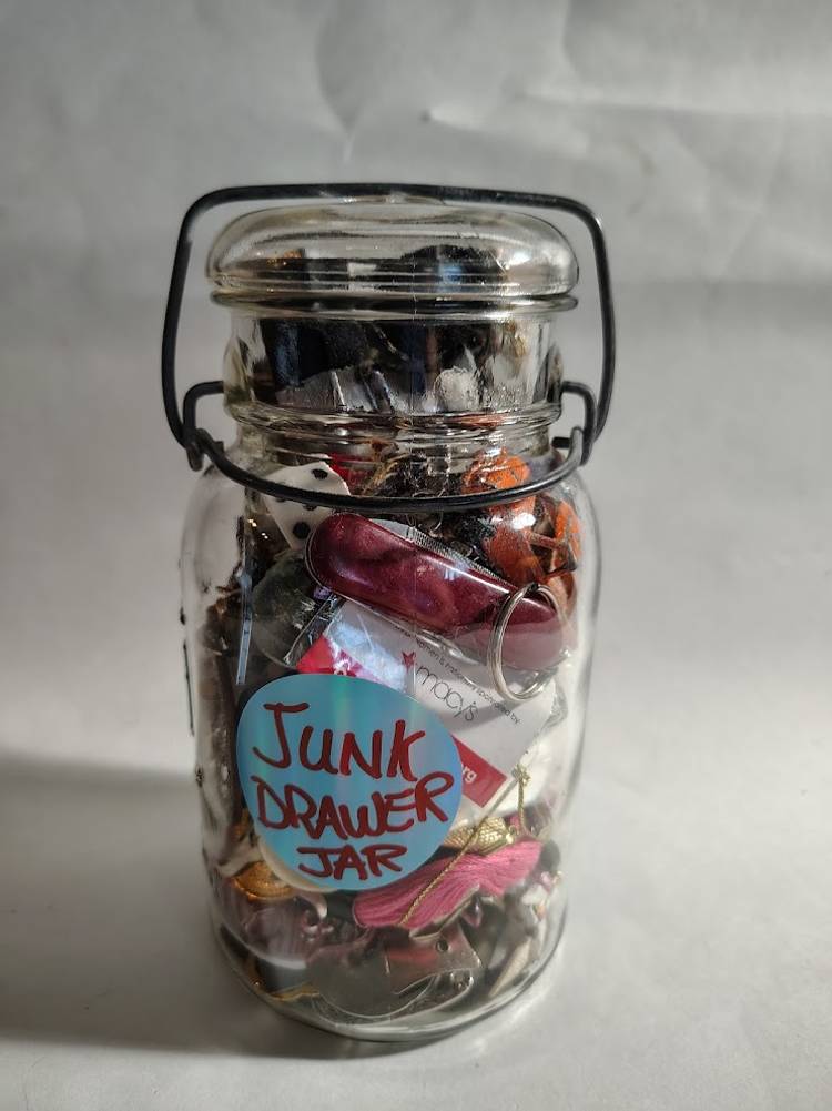 Mystery JUNK DRAWER Anchor Hocking Lightning JAR! 3 lbs total weight.