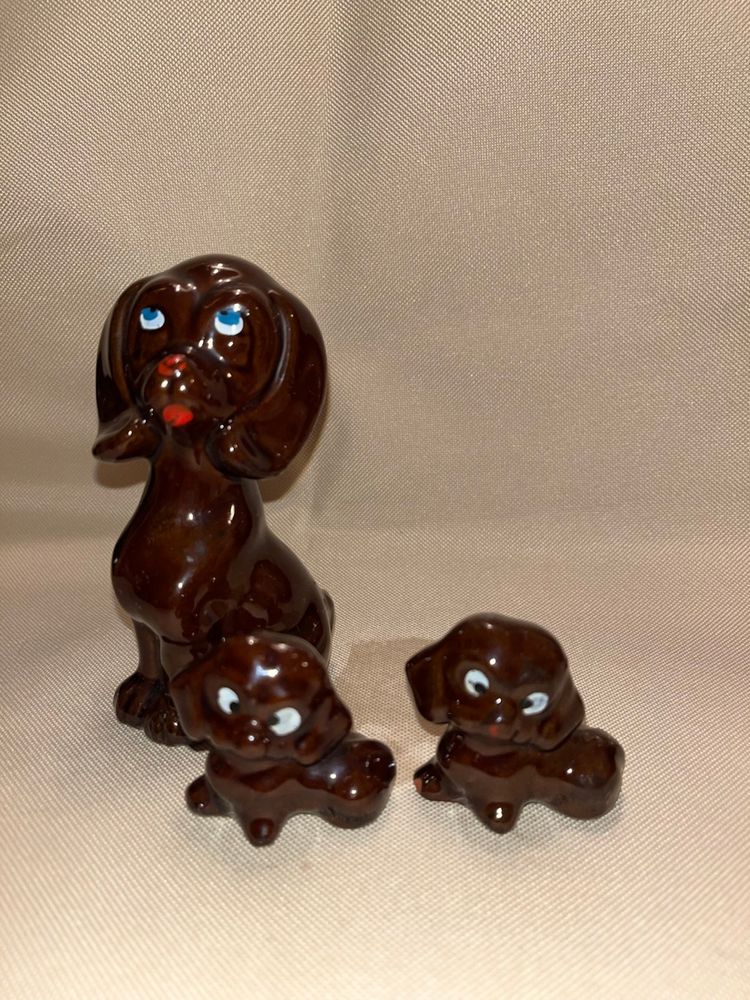 Vintage Redware Brown Mom And 2 Babies Japan