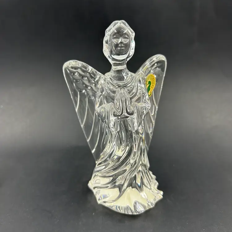 Vintage Waterford Crystal Guardian Angel Figurine/Paperweight With Original Sticker 6” T