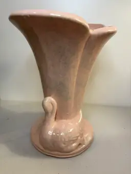 Gonder Double Swan Pottery Vase Mid-Century Modern Beautiful Pink