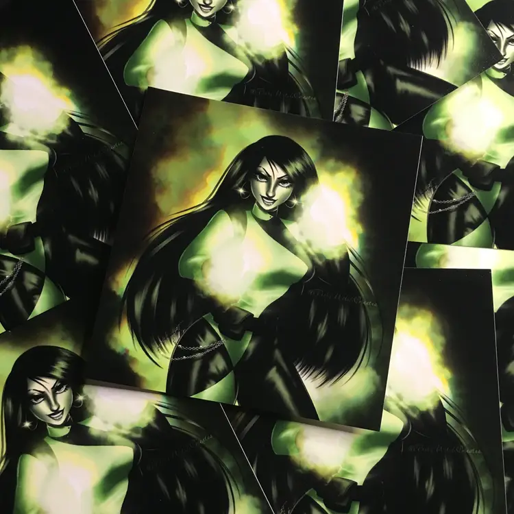 Shego Mini Art Print | Y2K Cartoon 4x4in Print