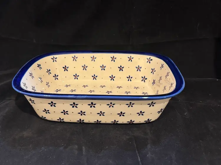 Polish Pottery Signed Baking Serving Dish Marked 9.5” x 7”