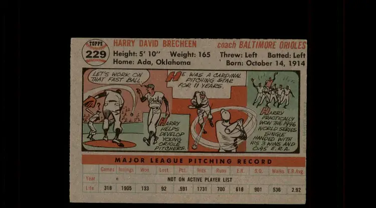 1956 Topps #229 Harry Brecheen - (pk-tl2) - Baltimore Orioles