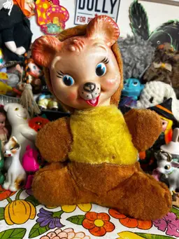 Vintage Cute Brown Rubber Face Bear