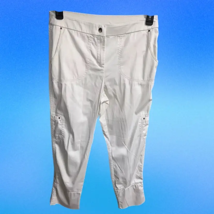 Chicos Sz 0R US Sz 4 Reg Cream with Trimmed Hem Ankle Pants NWOT