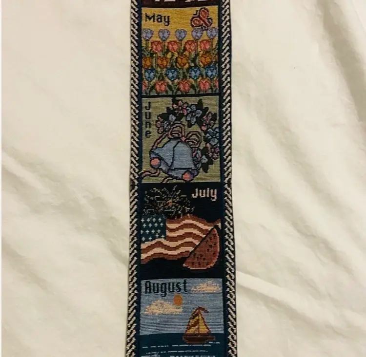 Hanging Tapestry with Months of the Year Holidays Vintage Retro CottageCore Folk Art