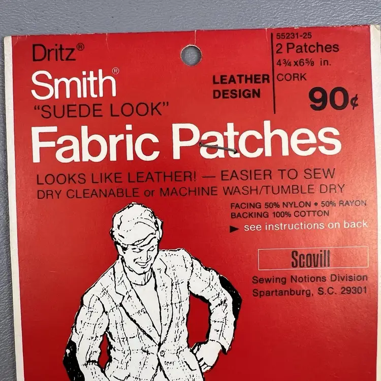 Vintage Dritz Smith Suede Look 2 Fabric Patches Cork 4 3/4x6 5/8" Leather Design