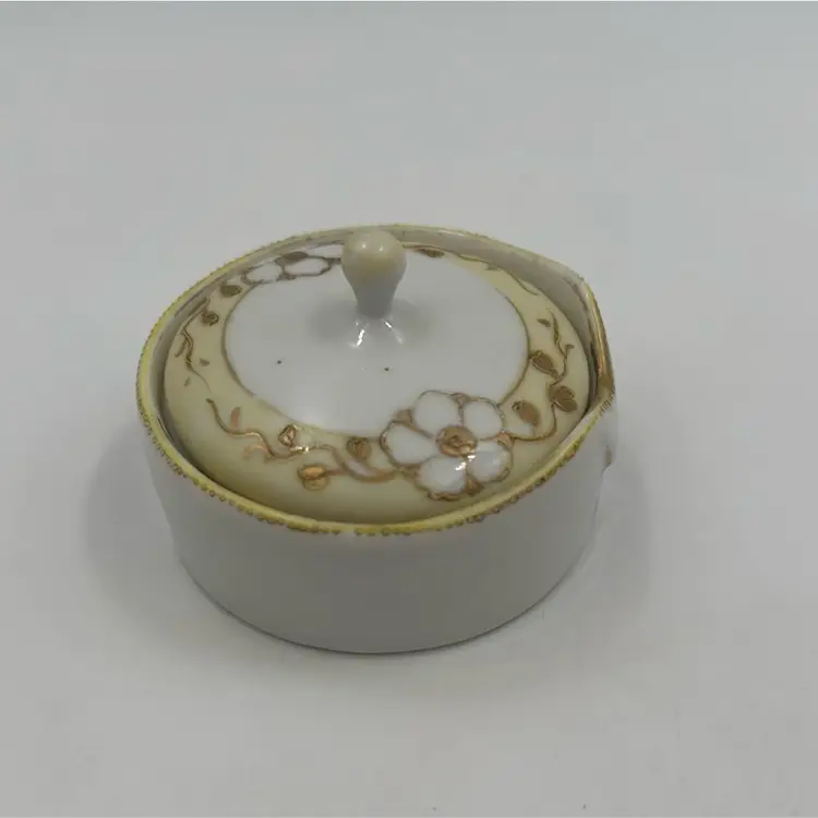 Vintage Nepal Hand Painted Trinket Dish With Lid. Very Cute Mini