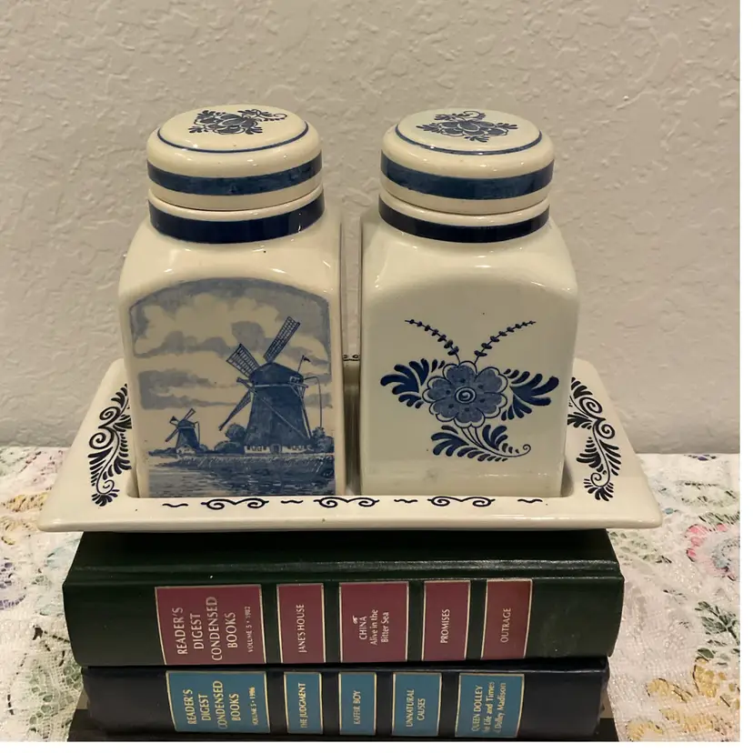 🎉Delft Blauw Ceramic Canister Set With Tray - Call Outs