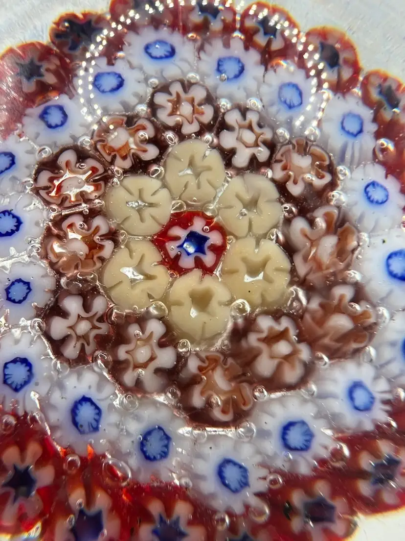 Beautiful Red Millefiori 1000 Flowers 🌺 Paperweight