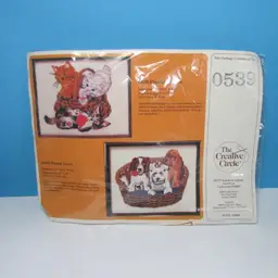 #01 vintage 1984 The Creative Circle #0539 Playful Kittens needlework craft kit