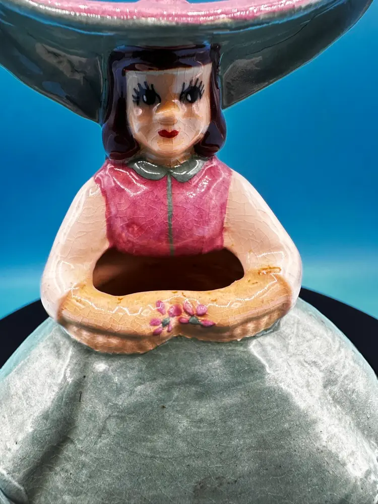 Vintage 1950’s Goldammer Ceramics Girl Figurine Planter/vase 5.5”