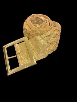 42” gold tone, sparkle, leather 2” Thick Braided Belt