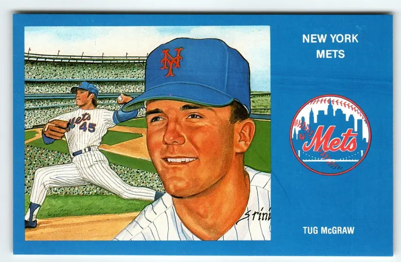 1969 NY Mets Baseball Postcard Susan Rini Tug McGraw Unused Limited Edition