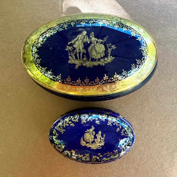 Vintage Limoges Nesting Mini Ovals 4” and 2.5” Fits Inside Trinket Boxes