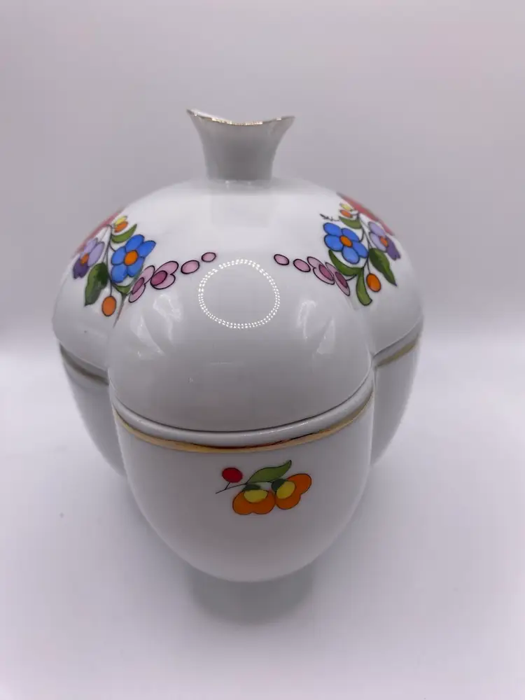 Kalocsa Hungary Hand Painted Porcelain Bowl With Lid