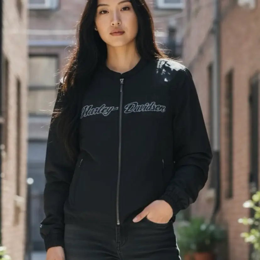Harley Davidson Affinity Black Nylon Casual Jacket - Tag Says Woman’s Size XL - Measures Like A Large