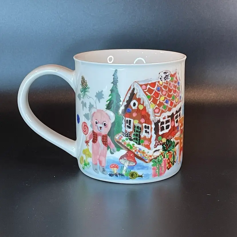 Anthropologie Nathalie Lété Joyeux Noel Coffee Mug Cup Christmas Santa Snowman