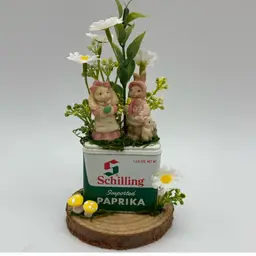 Bunnies on a Spice Tin Assemblage