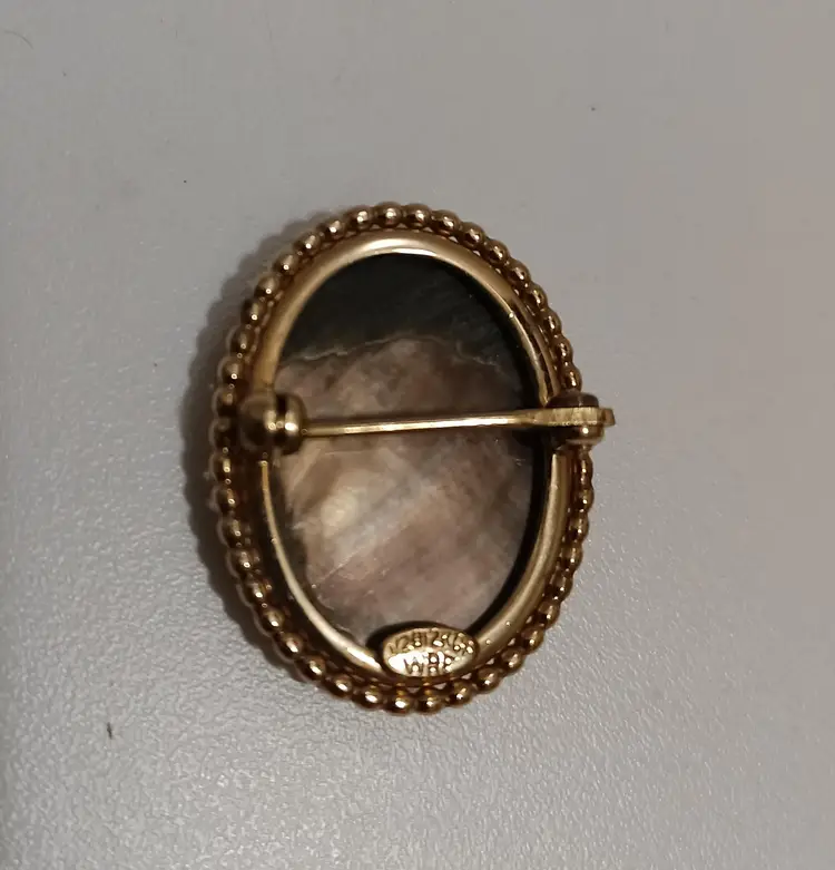 Vintage Mother Of Pearl Cameo Brooch By WRF