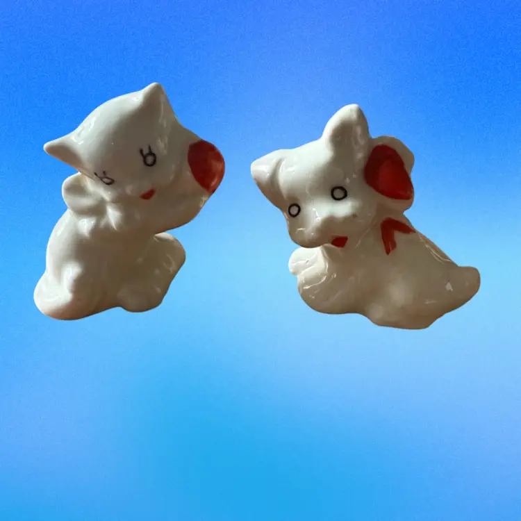 Vintage Porcelain Dog And Cat Figurines