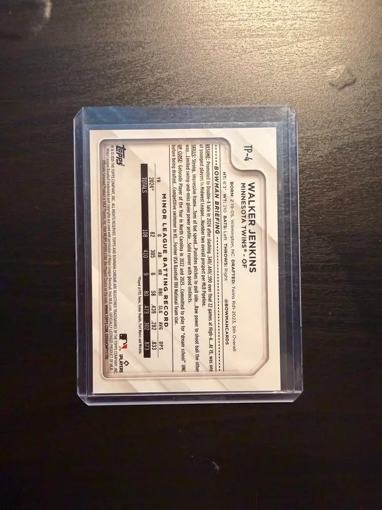 Walker Jenkins 2025 Topps National Prospects Gold /50