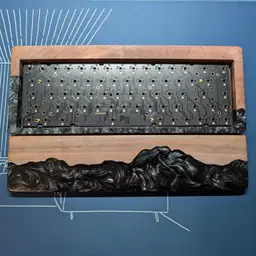 Artisan Walnut Wood Black Resin 65% Keyboard Case & Wrist Rest + DZ65 RGB V3 PCB