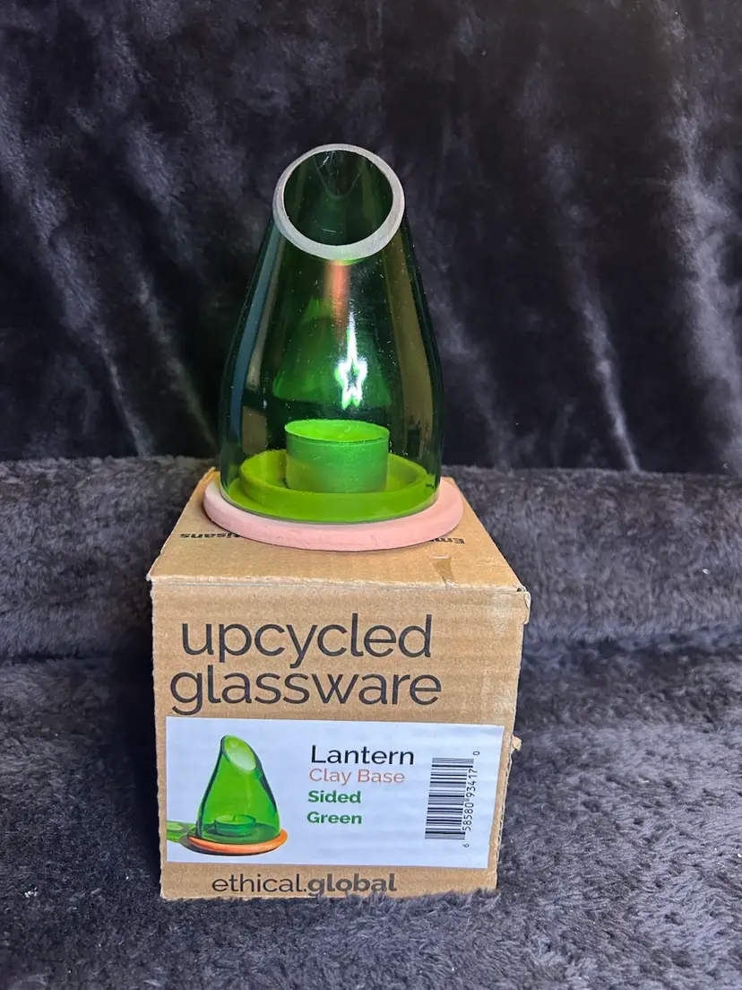 Upcylced Green Glass Lantern By Ethical Global Empowering Women Artisans