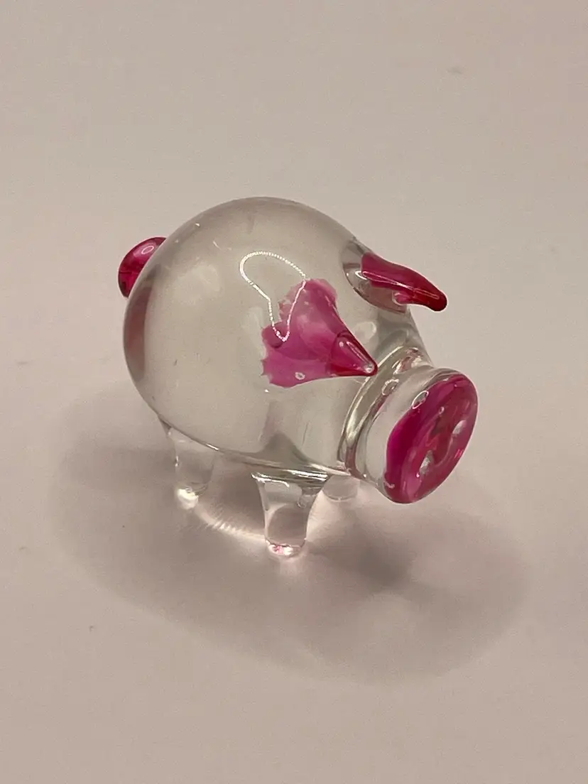 Handmade/Hand Painted Glass PIG  1” X 1.5”