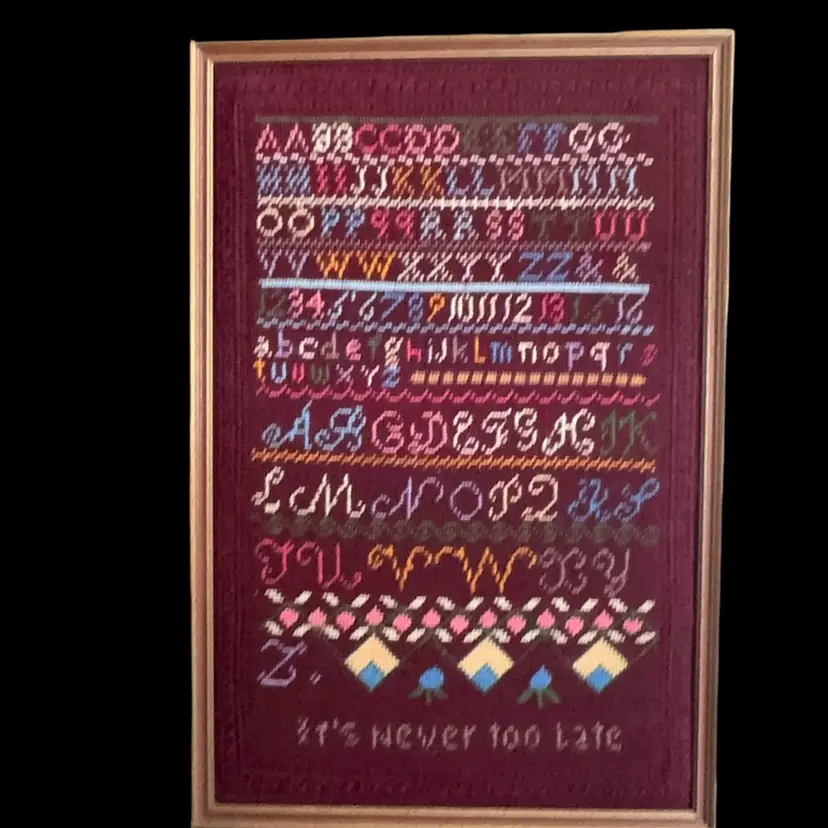 18”x12” Framed Crewel Sampler