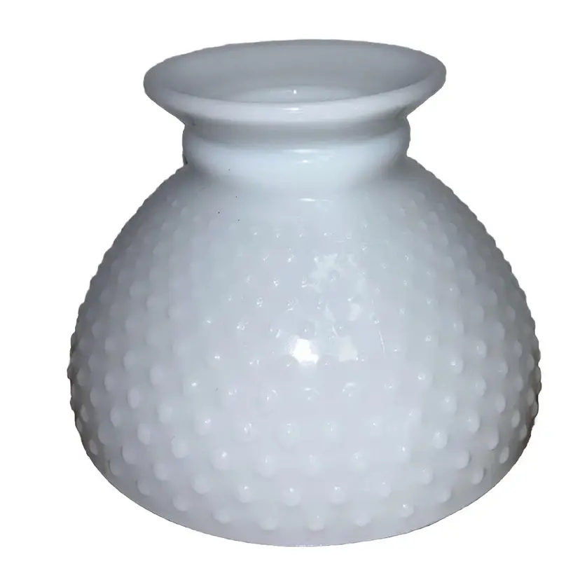 Vintage Hobnail Milk Glass Hurricane Dome Lamp Shade 8" Fitter Flat Top
