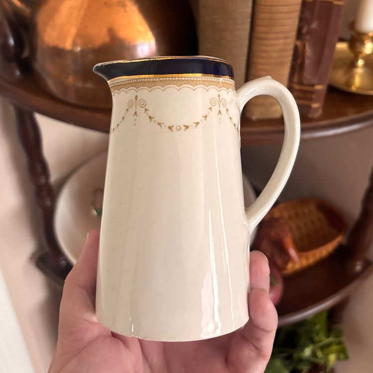 Vintage Small Gold Detailed Ceramic Pitcher