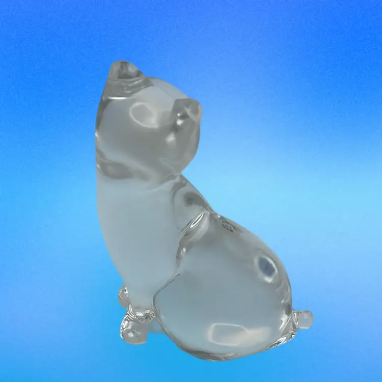Crystal Cat Figurine, 4” Tall