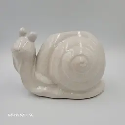 Whimsical Ceramic Snail Planter with Glaze Crazing