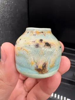 Made By Me - Seafoam Speckled Mini Barrel Vase 1 1/4” Controlled Chaos Pottery