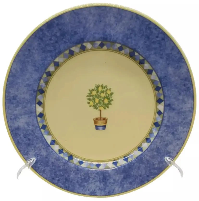 Royal Doulton Carmina Lemon Tree Salad Dessert Plate Blue, Yellow