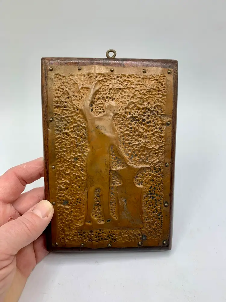Unique Hammered Copper on Board Wall Art Blacksmith Hand Made vintage