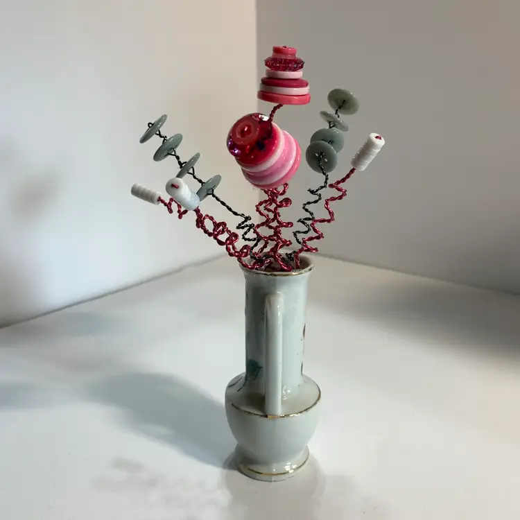 Pink & Purple Button Flower Vase