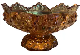 Fenton Amber Glass Hobnail Creative Candle Bowl Pedestal Candle Holder Vintage