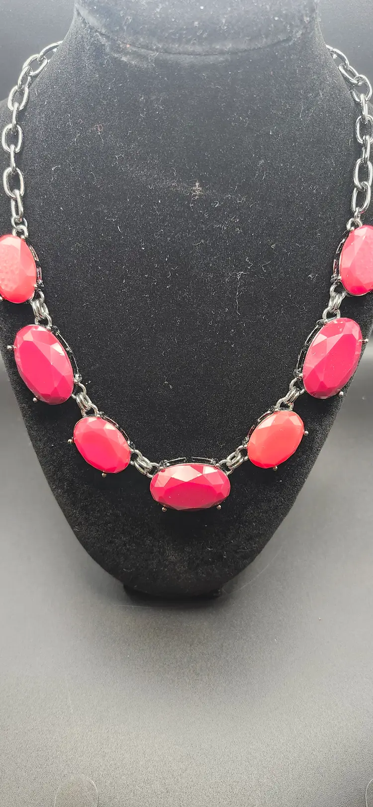 #01 Bold Red Faceted Stone Necklace - NOS