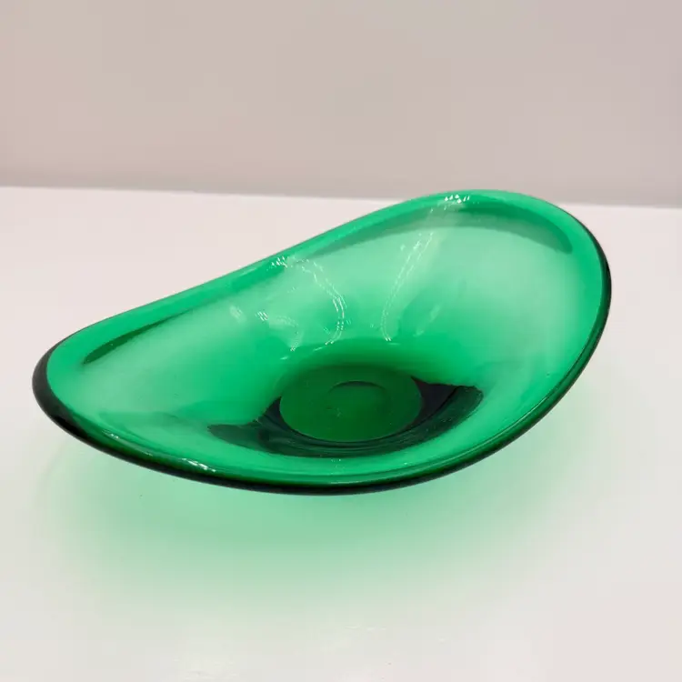 Green Art Glass Oblong Vintage IKEA Bowl
