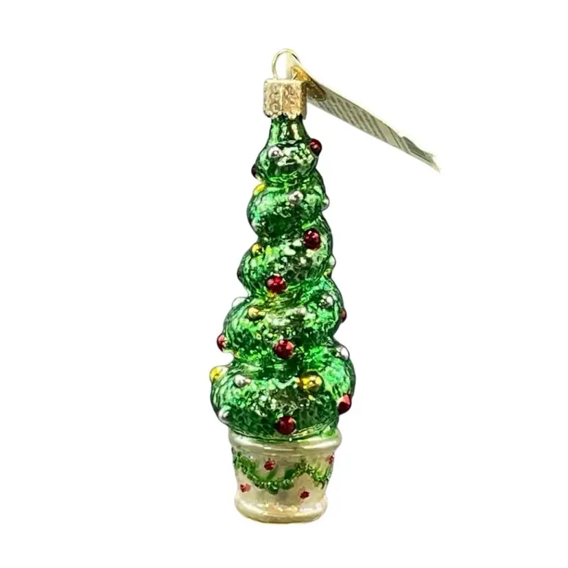Old World Christmas Holiday Topiary Tree Glass Ornament With Original Tag 2018