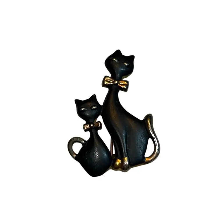 Vintage MCM Cats Brooch 1.75”