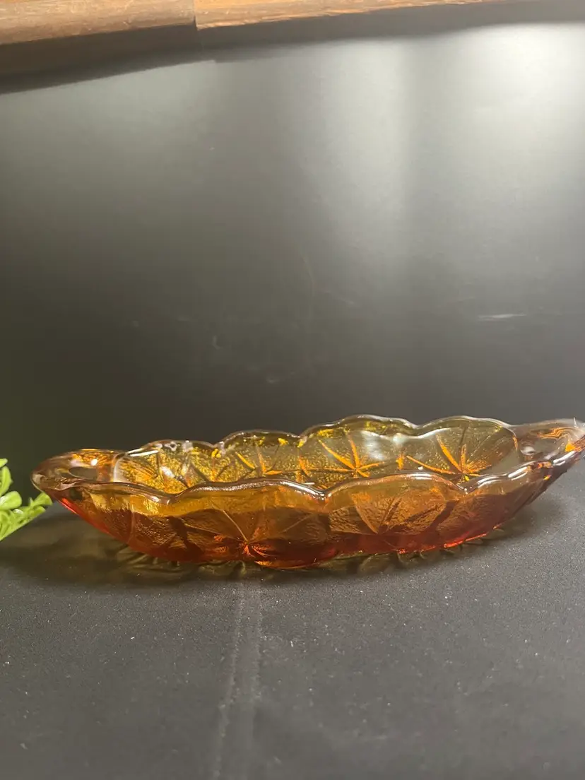 #01 Indiana Glass Amber Carnival Glass Sunflower Pattern Bowl-Lot 58