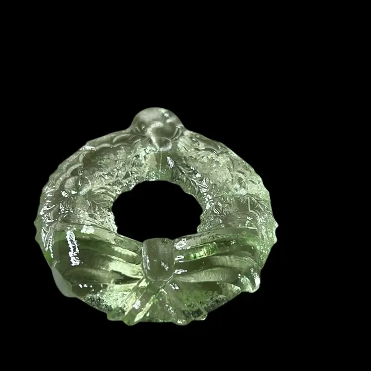 Wilkerson Uranium Glass Wreath Ornament: 2”x 0.50”x 2”