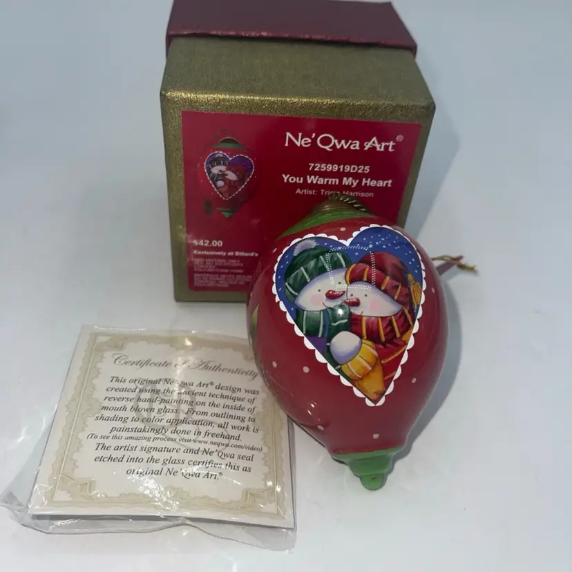 Ne'Qwa Art "You Warm my Heart" Ornament  NIB 7259919D2 2025 Snowmen